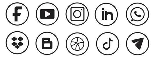 Symbolsatz für soziale Medien. Social-Media-Logo-Symbol-Vektor-Illustration. vektor