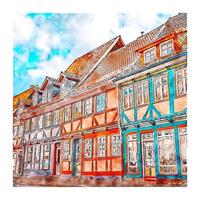 duderstadt deutschland aquarell skizze handgezeichnete illustration vektor