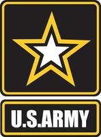 amerikanska armén och femspetsig stjärna. klistermärke med de inskrift amerikanska armén. vektor