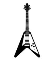 fliegende v e-gitarren-silhouette, gitarrensaiten-musikinstrument vektor