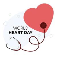 värld hjärta dag. hjärta och phonendoscope.vector illustration isolerat på vit bakgrund. vektor