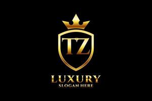 Initial tz Elegantes Luxus-Monogramm-Logo oder Abzeichen-Vorlage mit Schriftrollen und Königskrone – perfekt für luxuriöse Branding-Projekte vektor