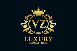 Royal Luxury Logo-Vorlage mit anfänglichem vz-Buchstaben in Vektorgrafiken für luxuriöse Branding-Projekte und andere Vektorillustrationen. vektor