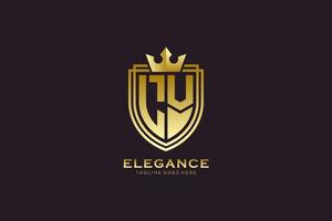 Initial lv elegantes Luxus-Monogramm-Logo oder Abzeichen-Vorlage mit Schriftrollen und Königskrone – perfekt für luxuriöse Branding-Projekte vektor