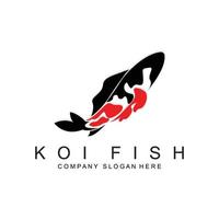 Koi-Fisch-Logo-Design, Zierfisch-Vektor, Aquarium-Ornament-Illustration Markenprodukt vektor