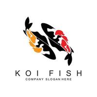 Koi-Fisch-Logo-Design, Zierfisch-Vektor, Aquarium-Ornament-Illustration Markenprodukt vektor