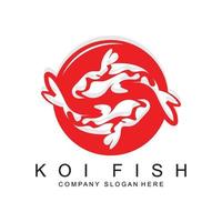 koi fisk logotyp design, dekorativ fisk vektor, akvarium prydnad illustration varumärke produkt vektor