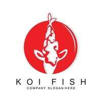 koi fisk logotyp design, dekorativ fisk vektor, akvarium prydnad illustration varumärke produkt vektor