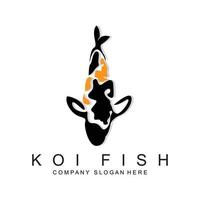 koi fisk logotyp design, dekorativ fisk vektor, akvarium prydnad illustration varumärke produkt vektor