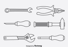 Reparationsverktyg Outline Icons vektor