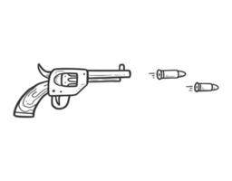 hand gezeichnetes revolverpistolenelement vektor