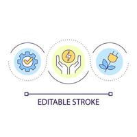 energi sparande slinga begrepp ikon. elektricitet förvaltning. hållbar konsumtion av kraft abstrakt aning tunn linje illustration. isolerat översikt teckning. redigerbar stroke. vektor