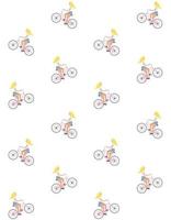 vektor sömlös mönster av platt flicka på en cykel