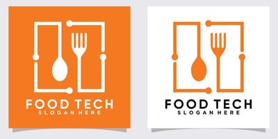 mat tech logotyp design med stil och kreativ begrepp vektor