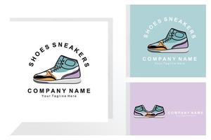 sneakers sko logotypdesign, vektorillustration av trendiga ungdomsskor, enkelt funky koncept vektor