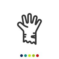 Zombie-Hand-Symbol, Vektor und Illustration.