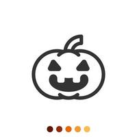 Halloween-Kürbis-Symbol, Vektor und Illustration.