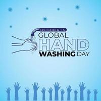 global handtvättande dag.15 oktober. coronavirus ikon. handtvättande med vatten från kran bakgrund. vektor illustration.