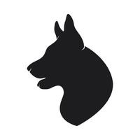 schwarze Silhouette Kopf des Hundes auf weißem Hintergrund vektor
