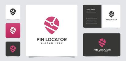 standort, pin, kartenlogo mit visitenkartenvorlagendesign vektor