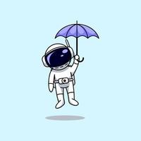 modernes flaches Illustrationsdesign eines Astronauten, der mit einem Regenschirm fliegt vektor