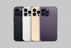 mockup 4 stk moderne smartphones telefone in verschiedenen farben - vektor
