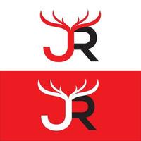 jr logotyp design, horn, rådjur horn logotyp vektor