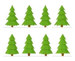 Vektor-Illustration einer Reihe von grünen Weihnachtsbäumen isoliert auf weißem Hintergrund. vektor