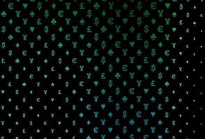 dunkelblaues, grünes Vektorcover mit Glücksspielsymbolen. vektor