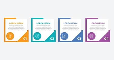 Timeline-Infografik-Designelement und Zahlenoptionen. Geschäftskonzept mit 4 Schritten. kann für Workflow-Layout, Diagramm, Jahresbericht, Webdesign verwendet werden. Vektorgeschäftsvorlage für die Präsentation. vektor