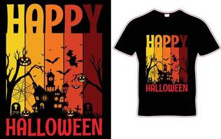 Lycklig halloween t-shirt design mall. horn huvud jäkel t-shirt design. vektor