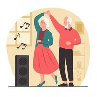 Großeltern tanzen zu Hause