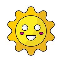 Symbol für die Umrissfarbe der lächelnden Sonne vektor