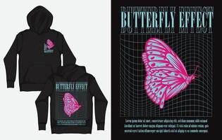 Hoodies mit Vaporwave-Streetwear-Design, Schmetterlingseffekt vektor