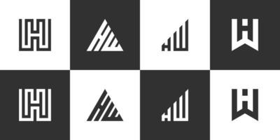 uppsättning av H w eller wh brev logotyp design vektor mall.