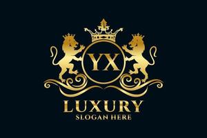 Anfangs-YX-Buchstabe Lion Royal Luxury Logo-Vorlage in Vektorgrafiken für luxuriöse Branding-Projekte und andere Vektorillustrationen. vektor