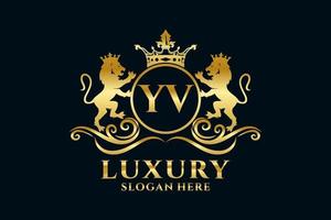 Initial YV Letter Lion Royal Luxury Logo Vorlage in Vektorgrafiken für luxuriöse Branding-Projekte und andere Vektorillustrationen. vektor
