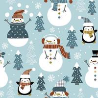 söt snowmen sömlös mönster. perfekt för textil, tapet eller skriva ut design. vektor