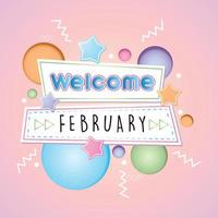 Välkommen februari. vektor för hälsning, ny månad