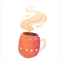 hygge gemütliche weihnachtskaffeetasse isoliert. flache vektorillustration der karikatur. isolierte Vektorillustration. Urlaub Weihnachtsdekor. weihnachtliche gemütliche elemente vektor