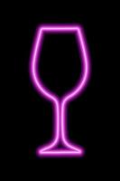 Weinglas mit rosa Kontur auf schwarzem Hintergrund. Kneipe, Party vektor