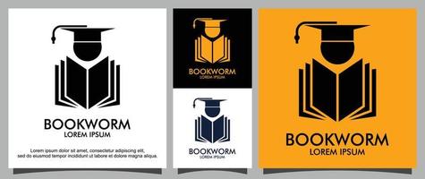 Bücherwurm-Logo-Design-Vorlage vektor