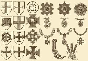 Vintage Kors och Medaljer vektor