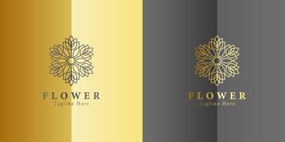 lyx guld skönhet blomma spa logotyp mall wellness design för hälsa wellness företag vektor