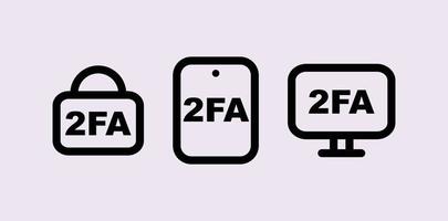 Zwei-Faktor-Authentifizierungssymbol. Schwarze sichere Benutzeridentifikation mit Passwort aus verschiedenen Gadgets Vektorzugriffsberechtigung. vektor