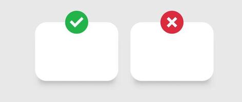 Web-Windows-Vorlage. positive grüne Abfrage und rotes negatives Banner mit leerem Bildschirmrahmen für Text- und Dokumentensoftware für die einfache Suche mit verschiedenen Online-Navigationsvektorsystemen. vektor