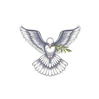 Eine Taube mit einem Olivenzweig ist ein Symbol des Friedens. vektor