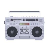 retro boombox kassett. gammal bärbar enda kassett inspelare skarp med Färg vektor utjämnare byggd radio två högtalare knopp inställning bas ljud inspelning spelar musik symbol av gammal skola 80-tal.