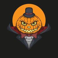 Halloween-Vampirkürbiskopf-Vektorillustration vektor