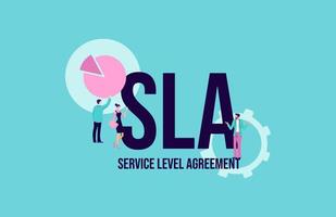 sla Service Level Agreement. Werbekommunikation Social-Media-Marketing-Technologien. vektor